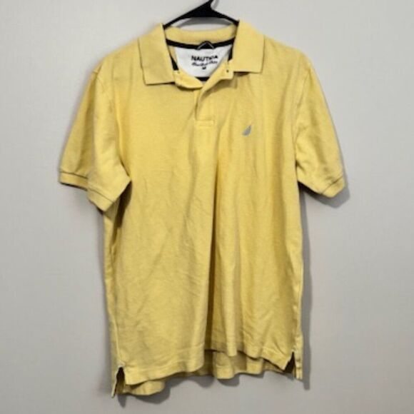USED Men's Nautica Short Sleeve Polo Shirt Color Yellow Size Medium - Picture 1 of 1